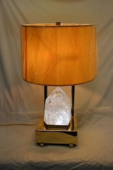 Rock Crystal Lamp, Solid Brass Base, Led lighted base , Clean Brazil stone