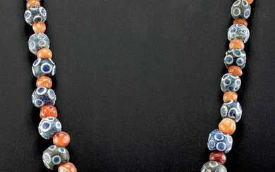 Roman Carnelian and Glass Bead Necklace