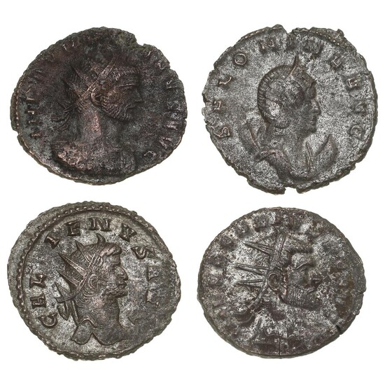 Roman Empire, 4 Antoninianii from Gallienus, Salonina, Claudius II and Aurelian. (4)...