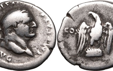 Roman Empire Vespasian AD 76 AR Denarius Fine; attractively toned