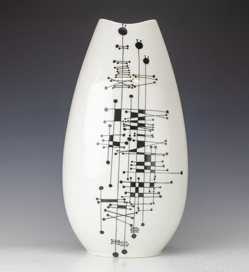 Rosenthal Black White Mid Century Modern Vase 17"