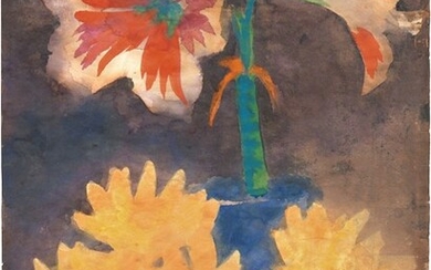 Rotweiße Amaryllis und gelbe Blüten, 1930 ca., Emil Nolde (Tondern 1867 - Seebüll 1956)