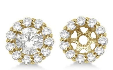 Round Diamond Earring Jackets for 7mm Studs 14K Yellow Gold 0.90ctw