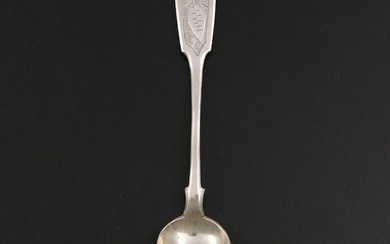 Russian Mikhail Karpinsky Chased 800 Silver Spoon with Plant Motif, Late 19th C.