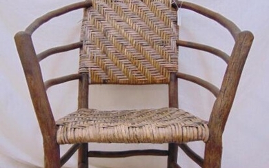 Rustic chair, Adirondack style arm chair, woven seat &