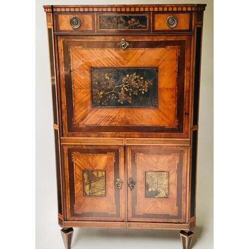 SECRETAIRE A ABATTANT, early 19th century Dutch satinwood an...