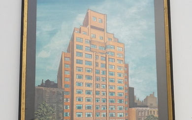 SIDNEY GOLDHAMMER NYC MID CENTURY ORIGINAL ARCHITECTURAL RENDERING