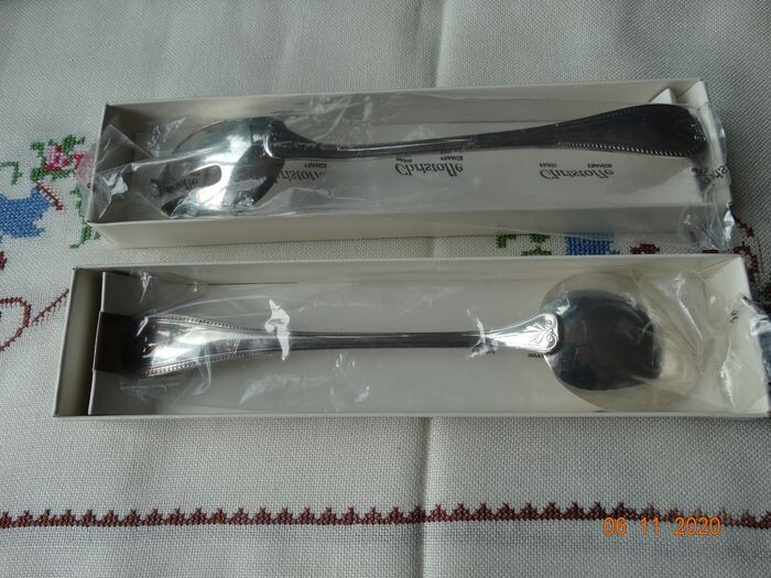 Salad fork and spoon (2) - Silverplate