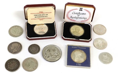 Selection of British and World Silver Coins; 12 coins and...