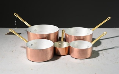 Set of 5 French Polished Copper Sauce Pans #4