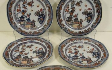Set of 5 porcelain plates of China 18th (accidents)