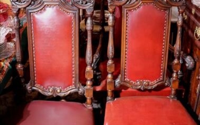Set of 6 heavy solid mahogany dining chairs
