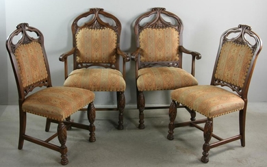 Set of (8) Early 20thC Spanish Style Dining Chairs