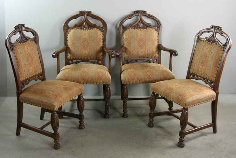 Set of (8) Early 20thC Spanish Style Dining Chairs