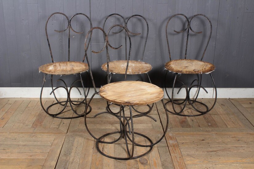 Set of Mid C. Modern Wrought Iron Garden Chairs