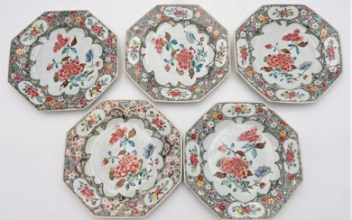 Set of Six Chinese Export Famille Rose Porcelain