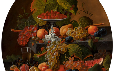 Severin Roesen (1815-1882), Fruit Still Life with Wine Glass and Compote
