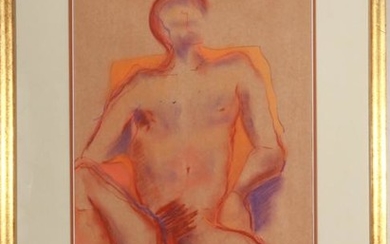 Signed Gold Contemporary Male Nude Pastel