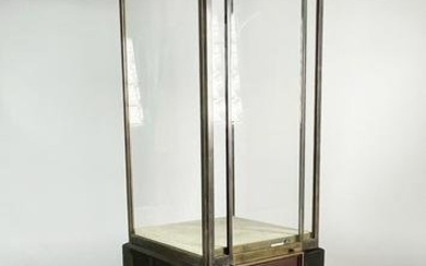 Solid Brass, Glass and Flamewood Display Cabinet att to Mastercraft
