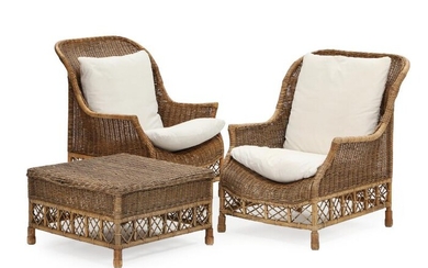 SOLD. Søren Lund: "Karen Blixen". A pair of rattan lounge chairs and a table. Manufactured by Søren Lund Møbler. (3) – Bruun Rasmussen Auctioneers of Fine Art