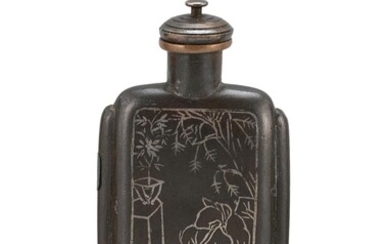 CHINESE SILVER-INLAID COPPER AND BRONZE SNUFF BOTTLE Early...