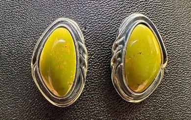 Sterling Silver Green Jasper Earrings