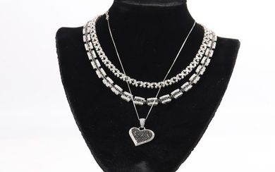 Sterling silver, diamond pave and CZ jewelry group