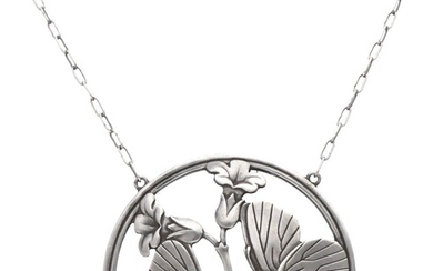 Sterling silver necklace with no.105 'Butterflies' pendant by Arno Malinowski for Georg Jensen.