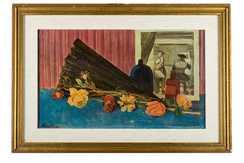 Still life with fan and roses, Padre Angelico (attr.) (1897 - 1960)