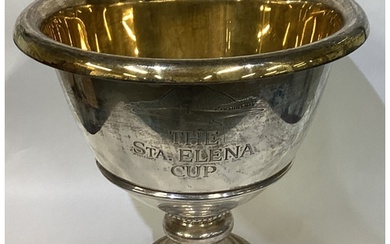 TIFFANY & CO: A large silver trophy cup with gilt interior e...