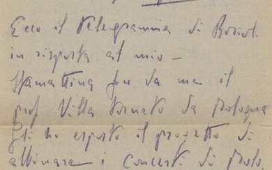 TOSCANINI, Arturo (1867-1957) - Lettera autografa entro