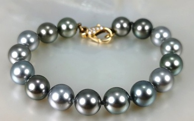 Tahitian pearls RD Ø 10x11 mm - diamonds - Bracelet - 18 kt. Rose gold Pearl - Diamond