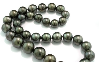 Tahitiperlenkette anthrazitgrau 11-15 mm Tahitian pearls - Necklace
