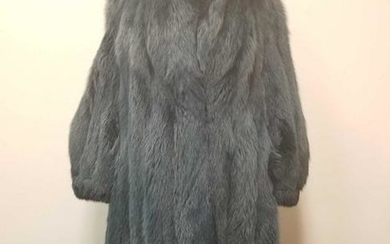 Tarja Niskanen Navy Blue Fox Fur Full Length Coat