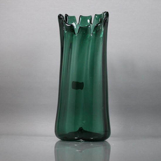 Teal Green Mid-Century Italian Glass Vase / Lamp Base