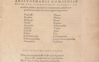 Text in Greek ARISTOPHANE ... Aristophanis Comoediae novem cum commentariis...