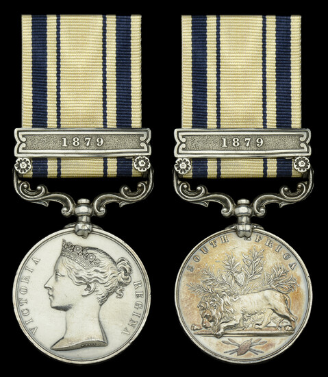 The Zulu War Medal awarded to Private D. Flannery, 2/3rd Foot, who...