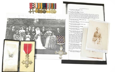 A George V Distinguished Flying Cross, an M.B.E. (MILY) Badge and Miniature Group of First/Second World War Medals