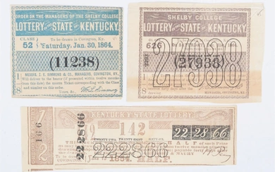 Three 19th c. Kentucky State Lottery Tickets