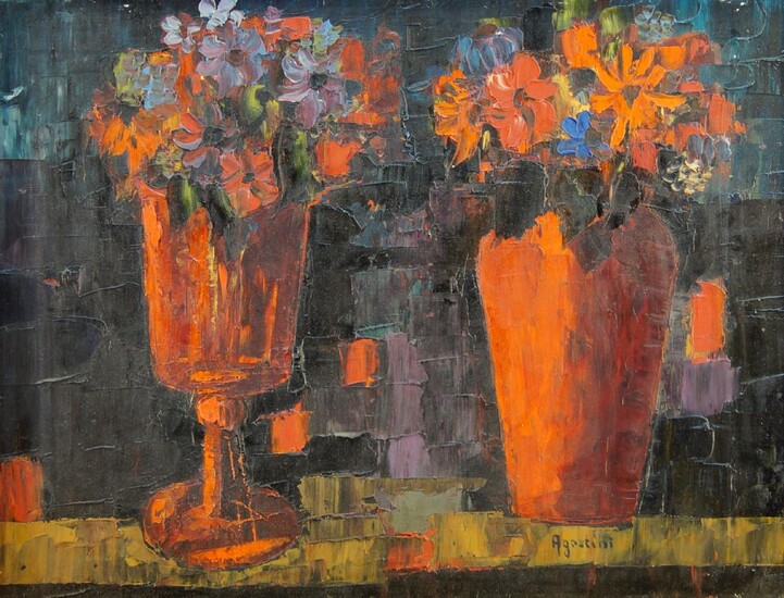 Tony Agostini, French 1916-1990- Floral still life; oil on canvas, signed lower right, 26 x 34 cm (ARR)