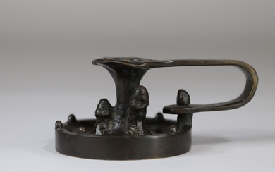 Travail Art Nouveau Belge bougeoir en bronze figurant des champignons