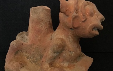 Tumaco La Tolita supernatural animal figure - lid of an urn - Colombia Pottery Vessel