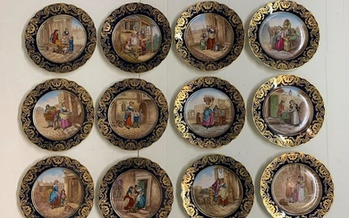 Twelve Royal Vienna Style Cries of London Plates