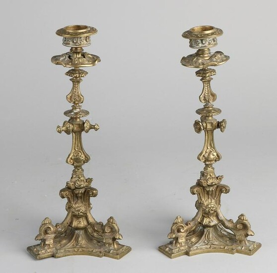 Two 19th century bronze candle holders. Circa 1870.