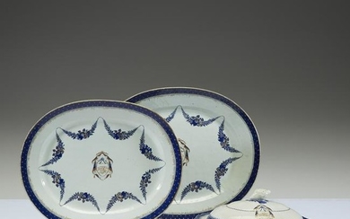 Two Chinese export porcelain graduated oval platters