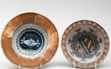 Two Contientnal Polychromed Majolica Bowls