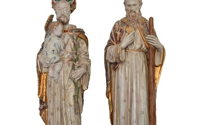 Two Eugenio Pattarino Pottery Religious Figures.