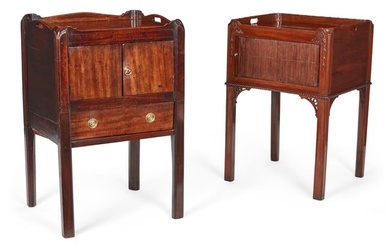 Two George III mahogany bedside cupboards