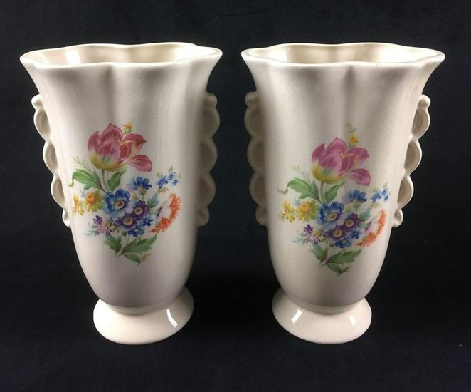 Two German Floral Antique Porcelain Vases