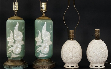 Two Pairs of Consolidated Glass Lamps.